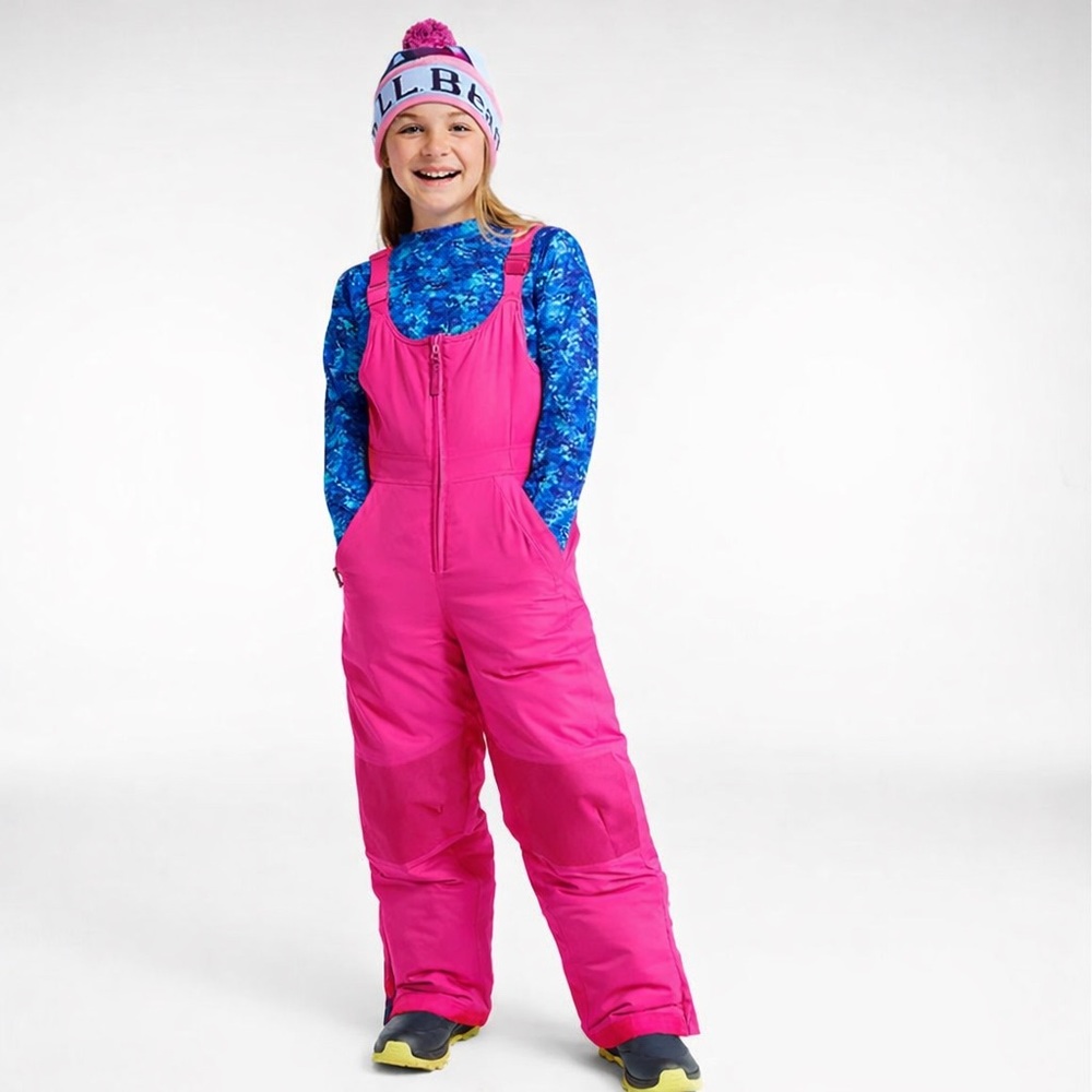 Like New! L.L. Bean Kids' Barbie Pink Cold Buster Snow Bibs, Size 12